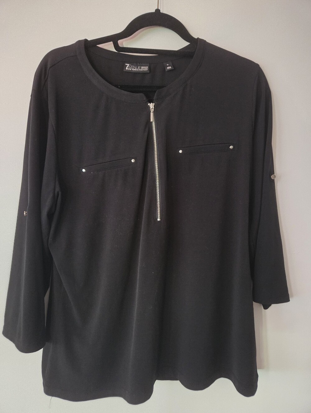 New York And Co Black Zip-Front Women's Top